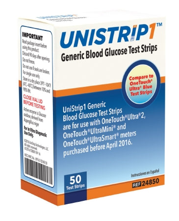 Generic Blood Glucose Test Strip Unistrip™ 50 Test Strips per Box